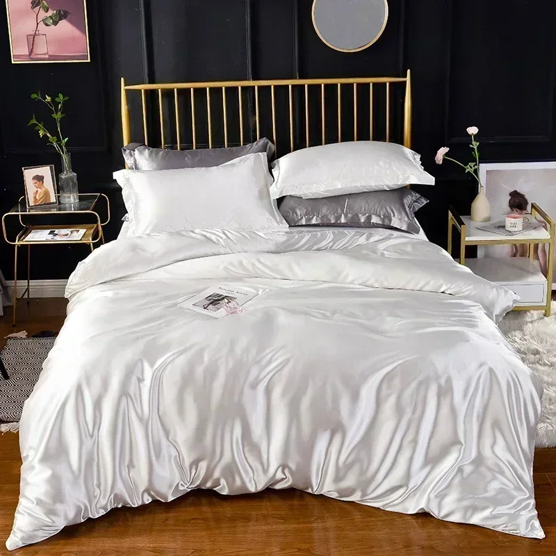 High-End-Queen-Duvet-Cover-Set-Silky-Soft-Cozy-King-Size-Bedding-Set-Luxury-Polyester-Satin